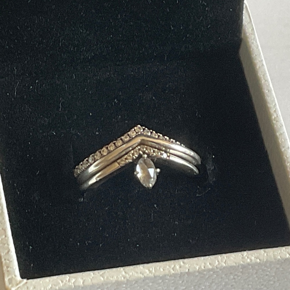 Pandora Silver Chevron Ring with Clear Stone